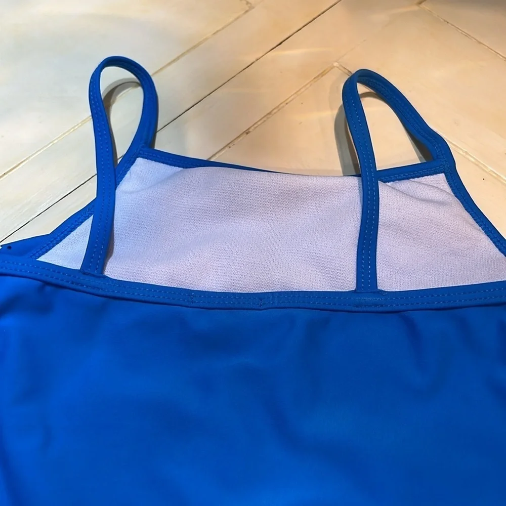 Colorful Ruffled Kids Swimsuit by Flapdoodle size 5 perfect condition